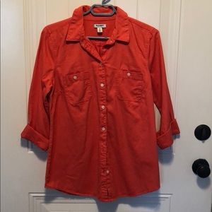 Coral button down blouse